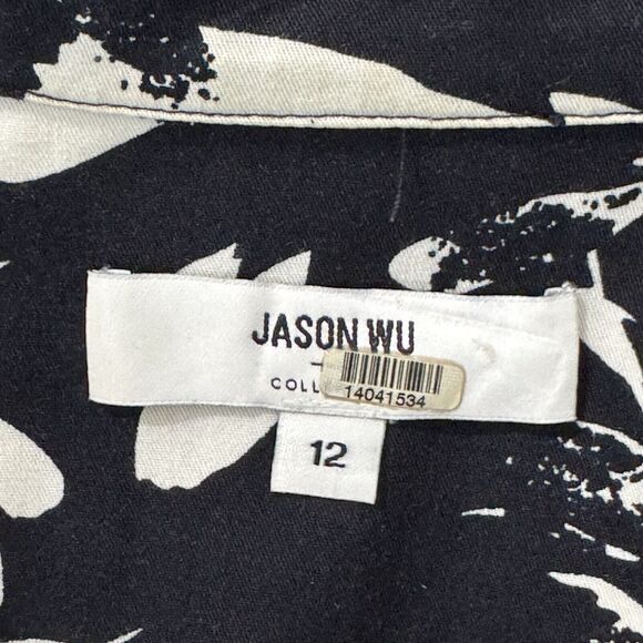 Jason Wu Collective Floral Collard Midi Dress Size 12 Black & White Pockets - Picture 13 of 14
